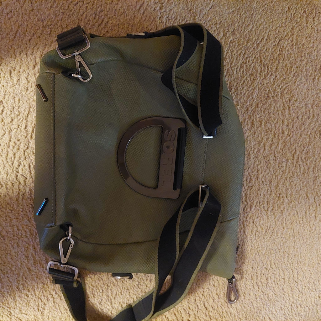 Sorel Olive Green Messenger Bag With Black Strap